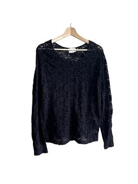 Solange sheer lace long sleeved pullover black shirt women's 26/28 nylon grunge